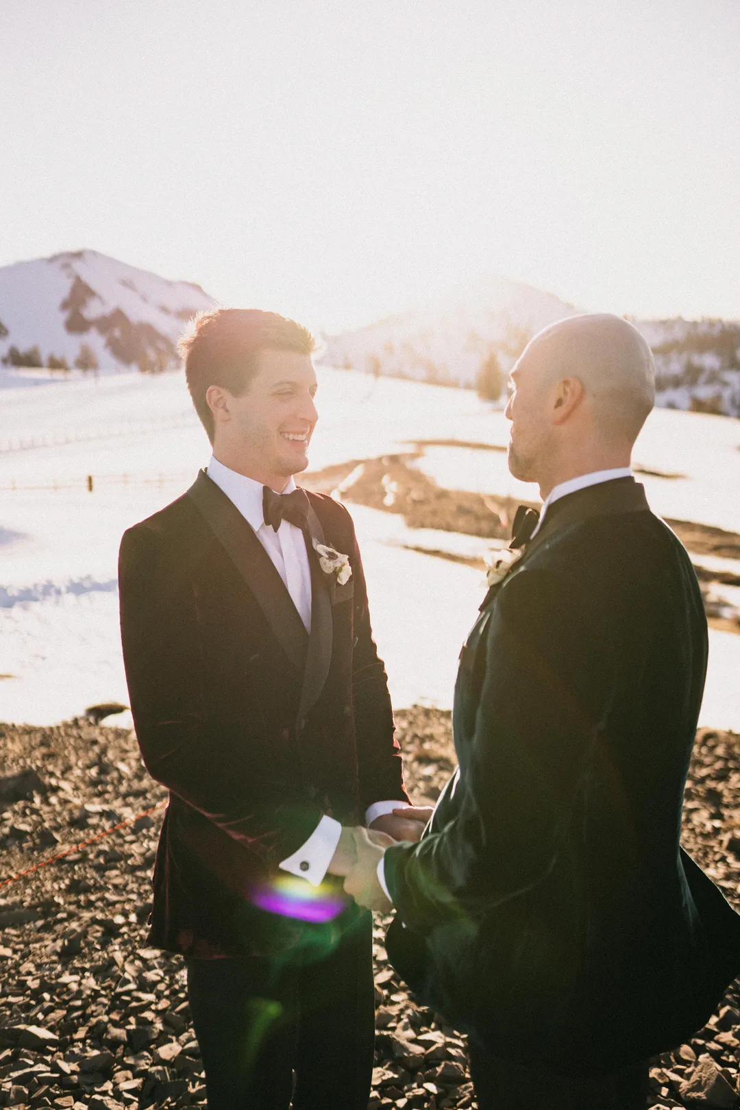 Grooms Golden hour at Highcamp, Palisades Tahoe